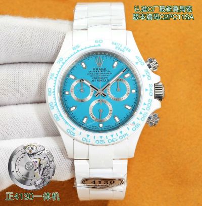 Clean Factory Rolex Daytona 4130 Blue Face Watch 40mm 